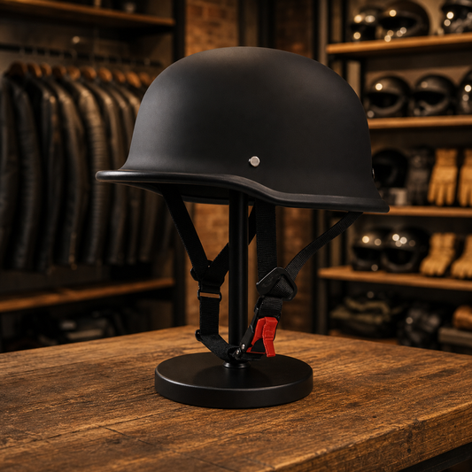 REBELRUST - Retro Motorcycle Soldier Helmet - Matte Black