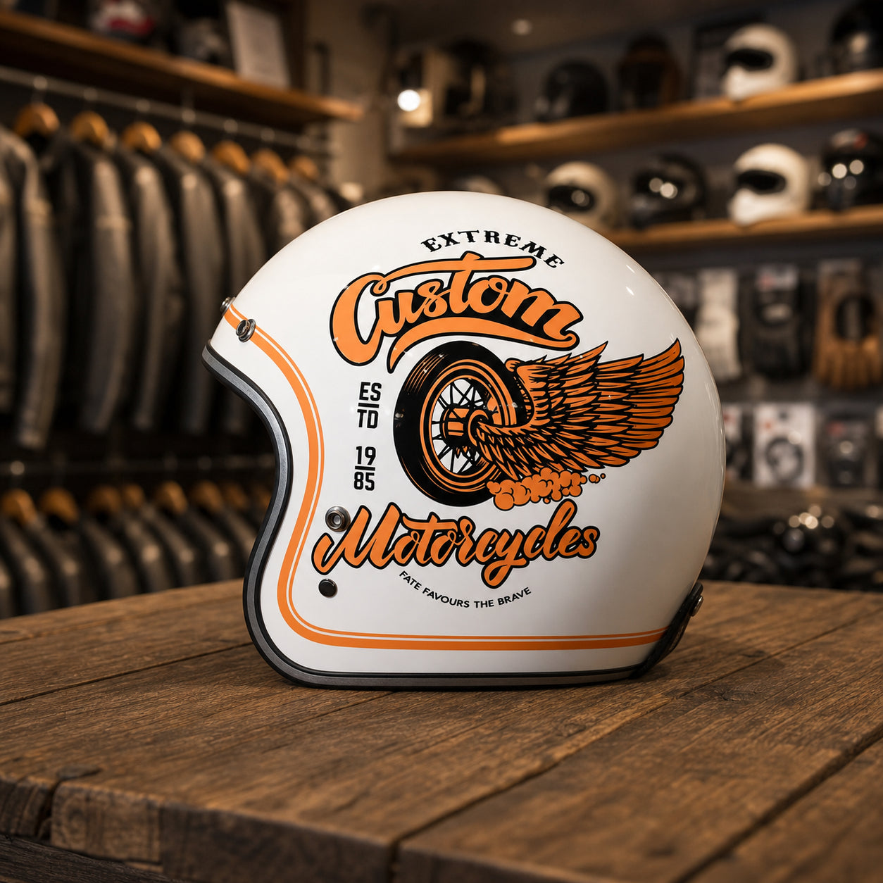REBELRUST Fiberglass Retro Motorcycle Helmet - Colorway 01