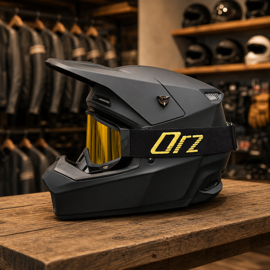 REBELRUST Full Face Off-Road Motocross Helmet - Black-Gold Lens