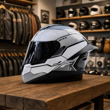 REBELRUST X-Pro Full Face Helmet - Velocity White, Black Lens