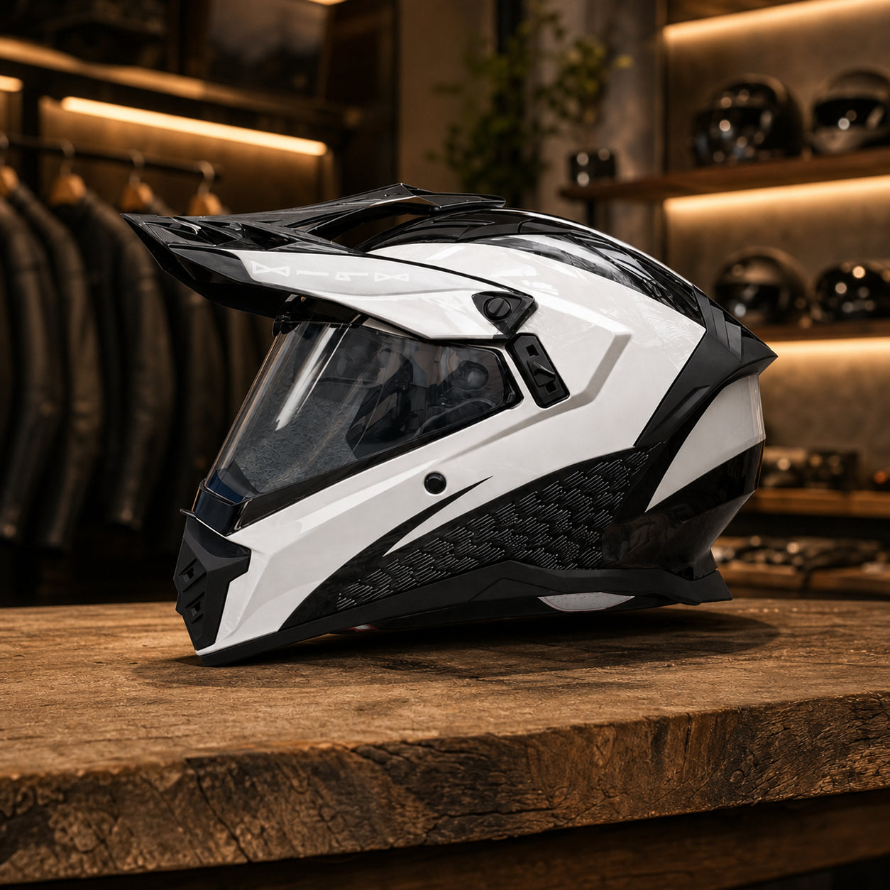 REBELRUST StormBlade XR Adventure Pro Full Face Helmet - Black White, Black Lens