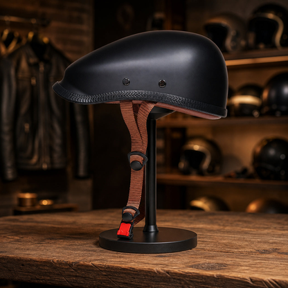 REBELRUST Vintage Low-Profile Half Helmet - Matte Black