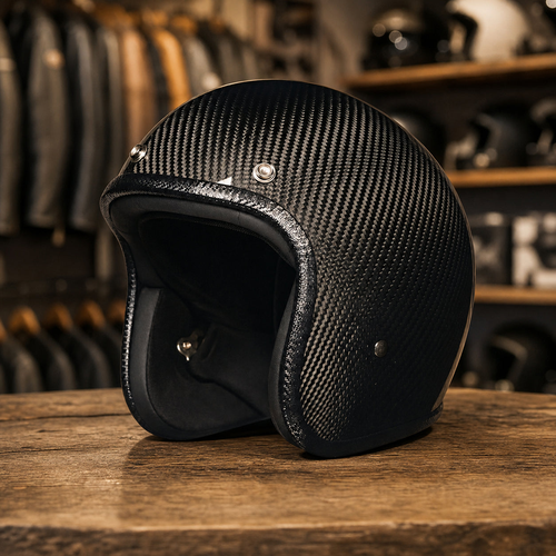 REBELRUST Street King Carbon Open Face Helmet - CB-2 Carbon Colorway