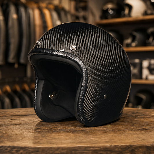 REBELRUST Street King Carbon Open Face Helmet - CB-2 Carbon Colorway
