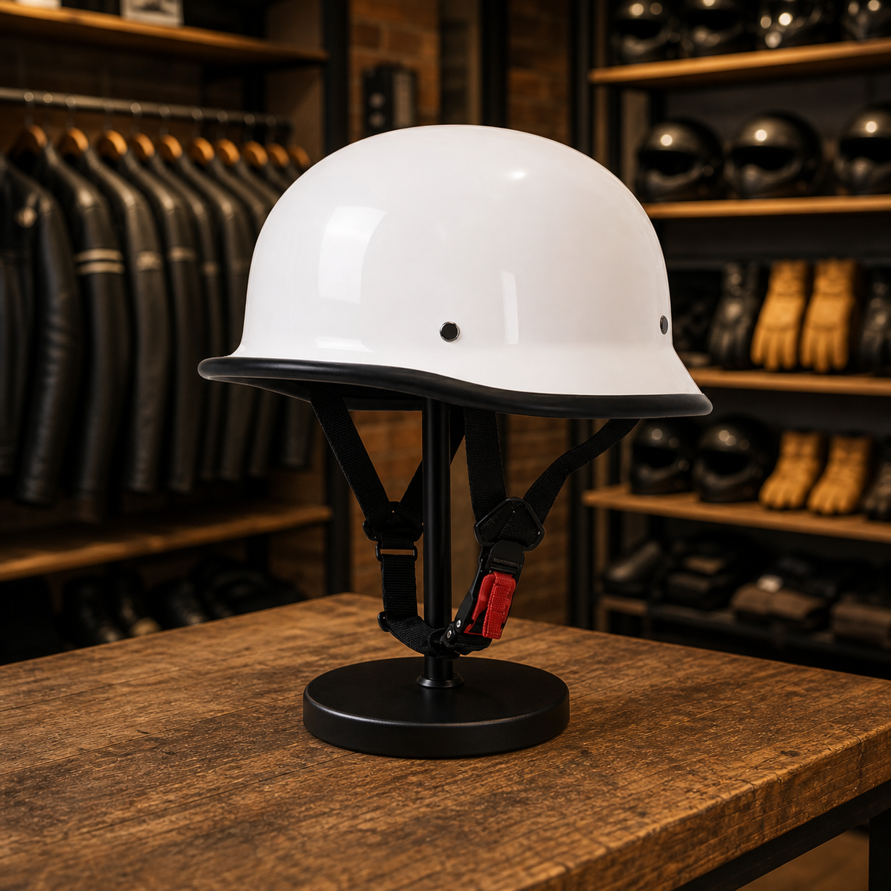 REBELRUST - Retro Motorcycle Soldier Helmet - White