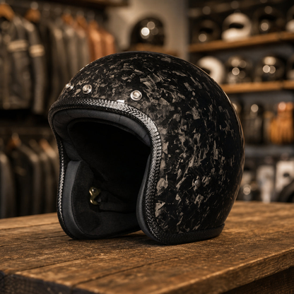 REBELRUST Street King Carbon Open Face Helmet - CB-3 Carbon Colorway
