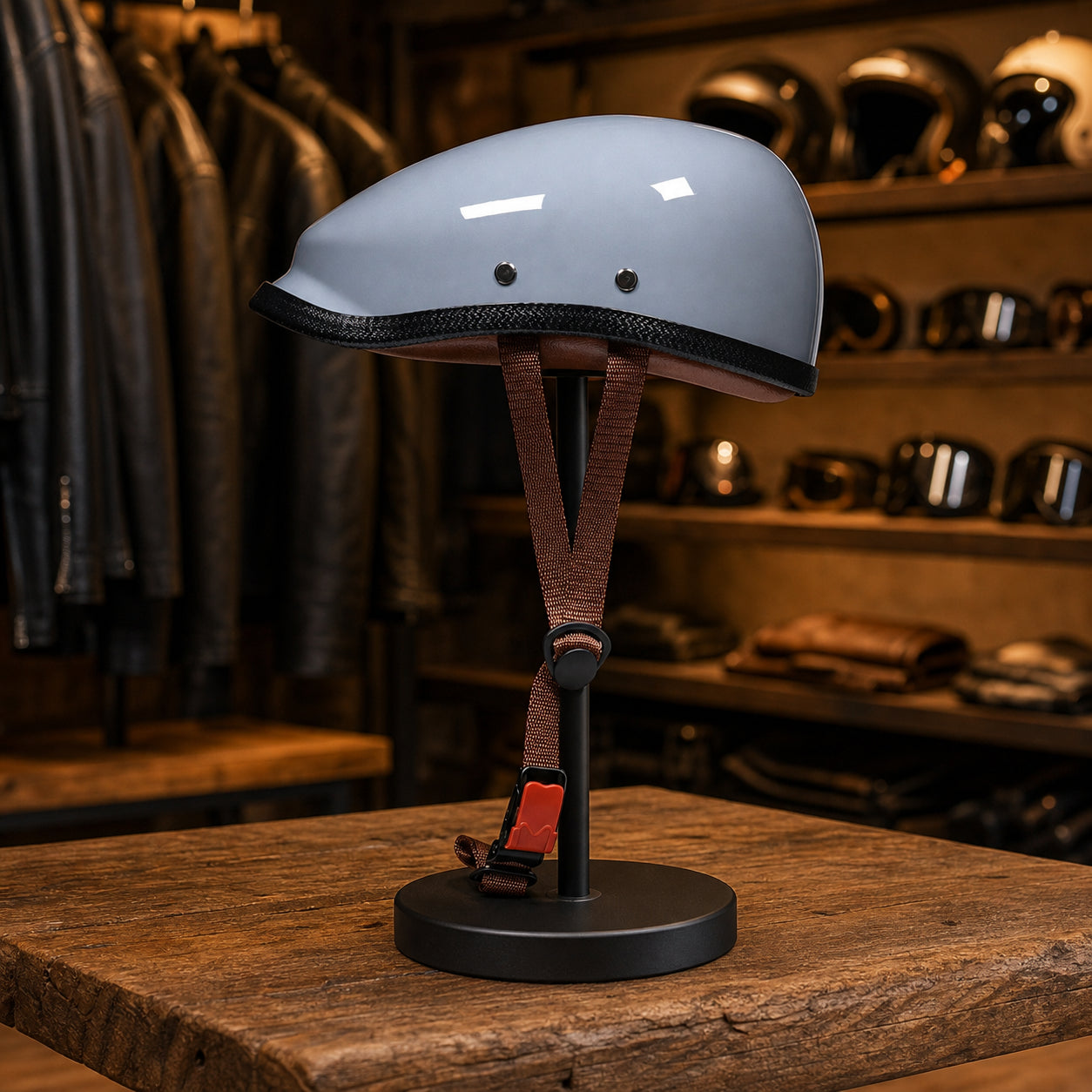 REBELRUST Vintage Low-Profile Half Helmet - Cement Gray