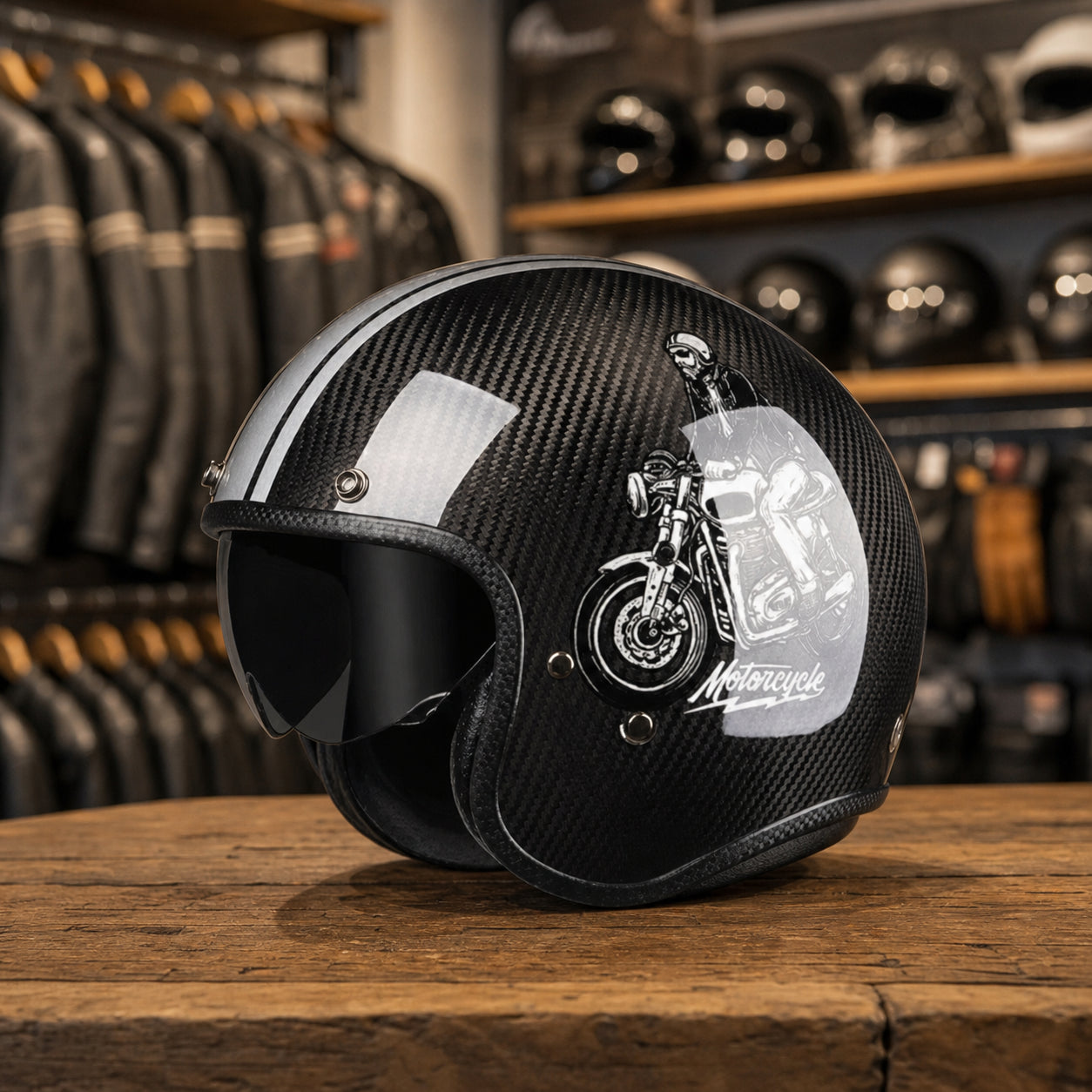 REBELRUST Carbon Fiber Retro Motorcycle Helmets - Motorcycle Rider