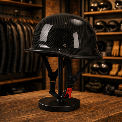 REBELRUST - Retro Motorcycle Soldier Helmet - Carbon Black
