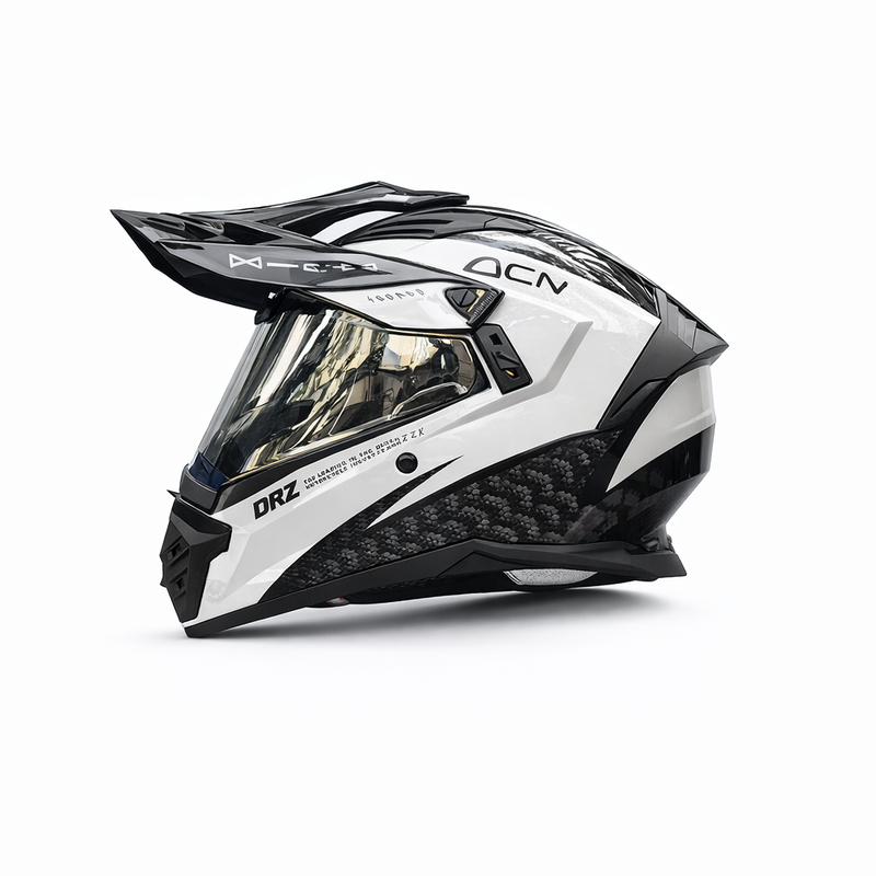 REBELRUST StormBlade XR Adventure Pro Full Face Helmet - Black White, Silver Lens