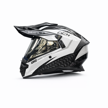 REBELRUST StormBlade XR Adventure Pro Full Face Helmet - Black White, Silver Lens