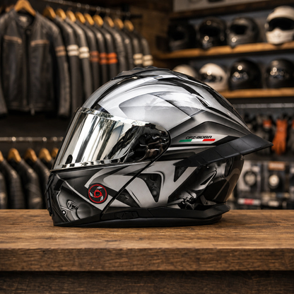 REBELRUST StrikeForce Full Face Motorcycle Helmet - Velocity White (Silver Lens)