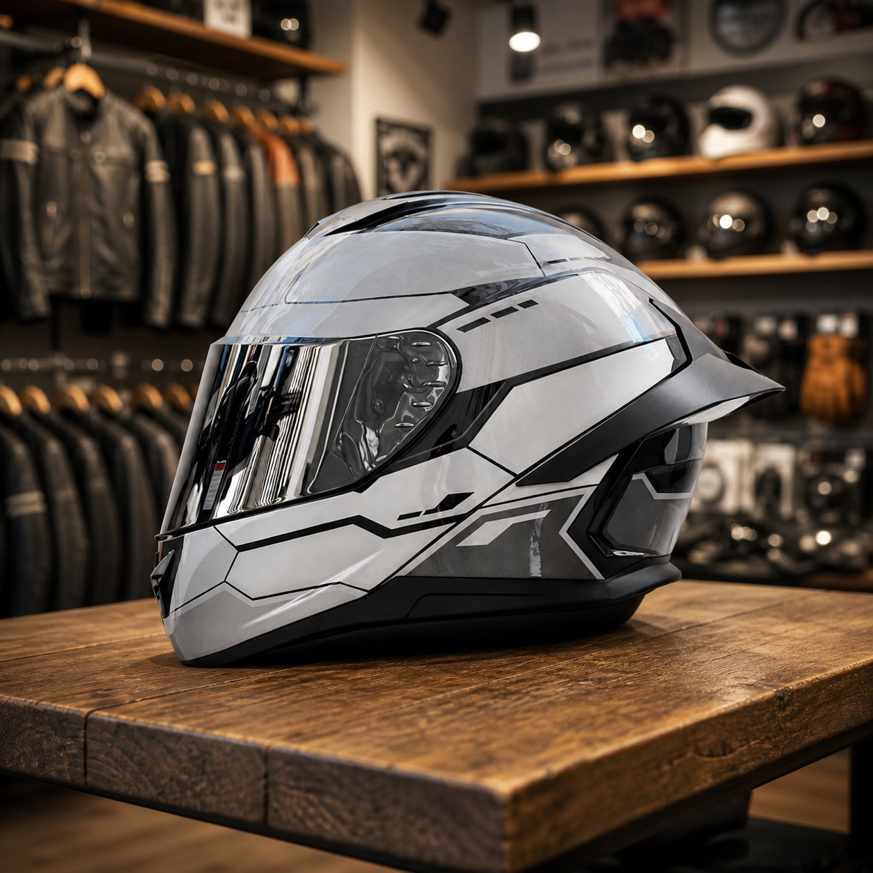 REBELRUST X-Pro Full Face Helmet - Velocity White, Silver Lens