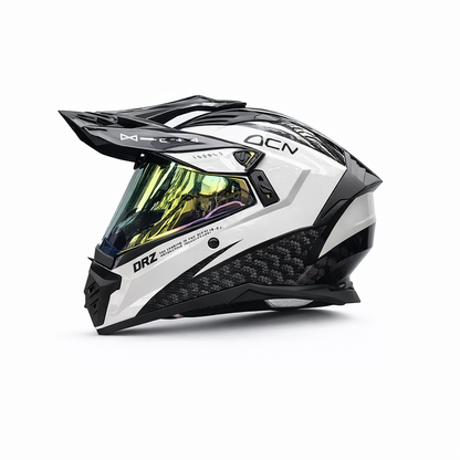 REBELRUST StormBlade XR Adventure Pro Full Face Helmet - Black White, Green Lens