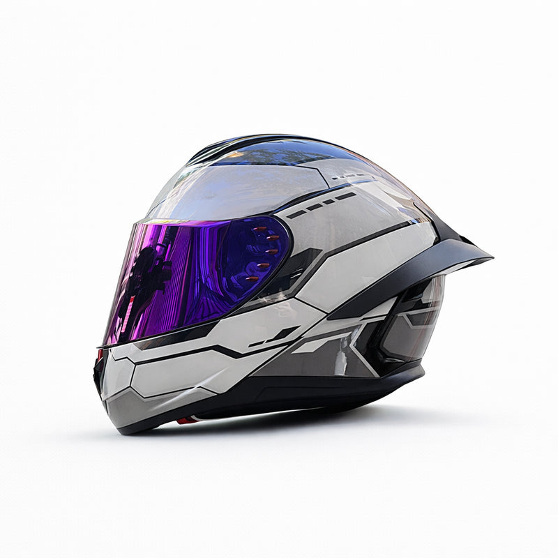 REBELRUST X-Pro Full Face Helmet - Velocity White, Purple Lens
