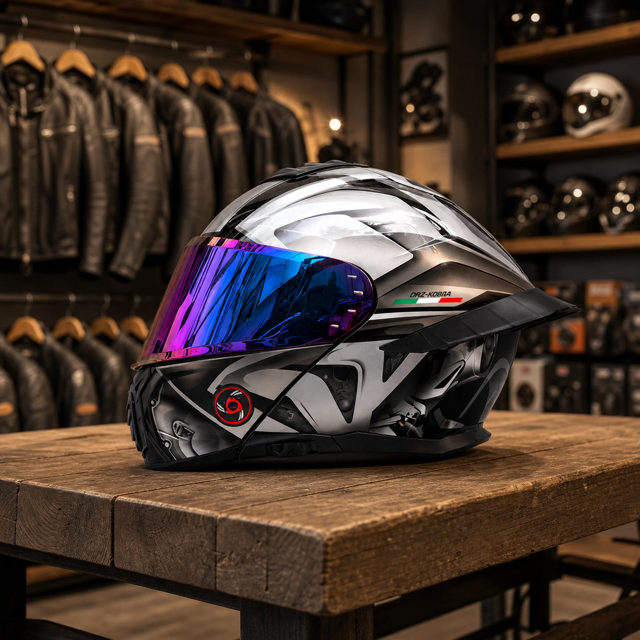 REBELRUST StrikeForce Full Face Motorcycle Helmet - Velocity White (Purple Lens)