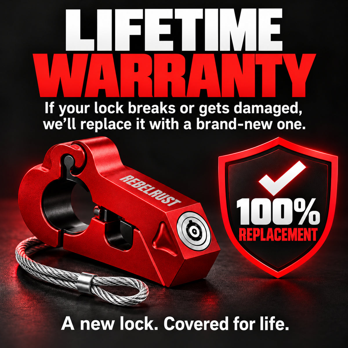 LockForge motorcycle lock lifetime warranty replacement