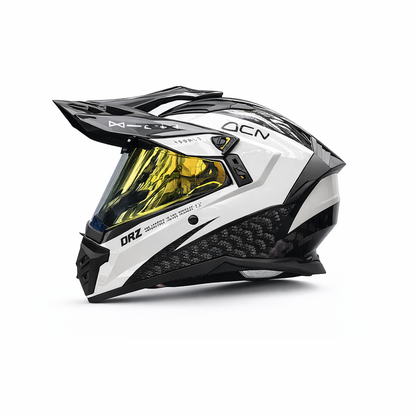 REBELRUST StormBlade XR Adventure Pro Full Face Helmet - Black White, Gold Lens