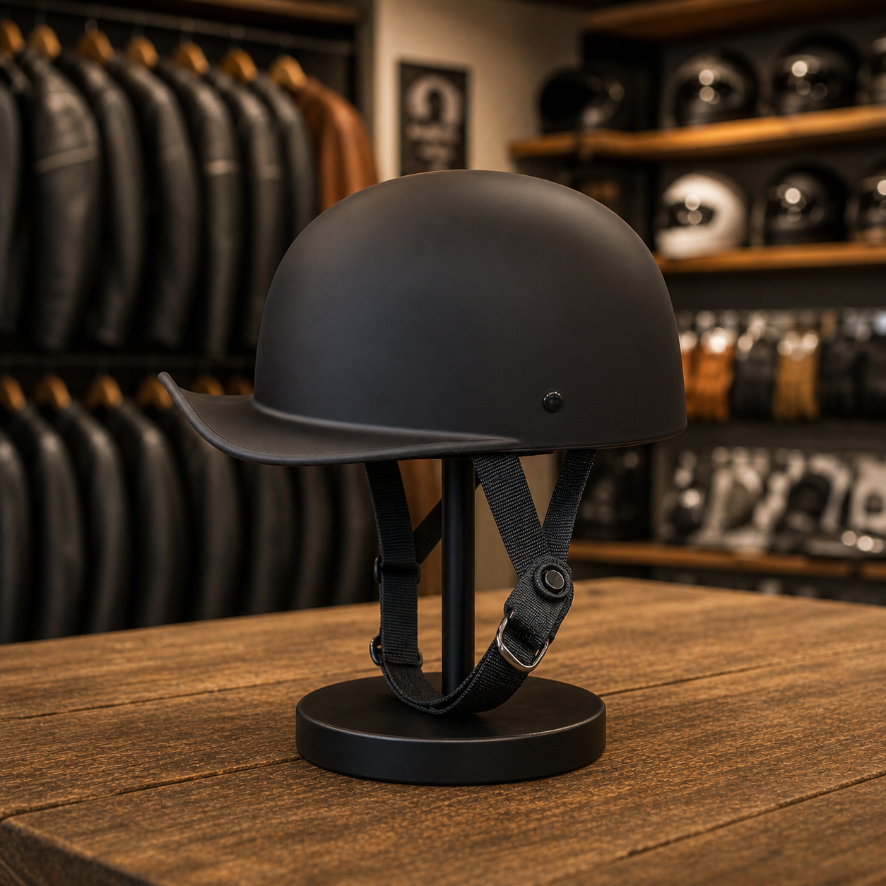 REBELRUST Retro 90s Half Helmet - Matte Black