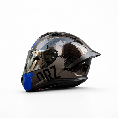 REBELRUST X-Pro Full Face Helmet - Chrome Storm, Silver Lens