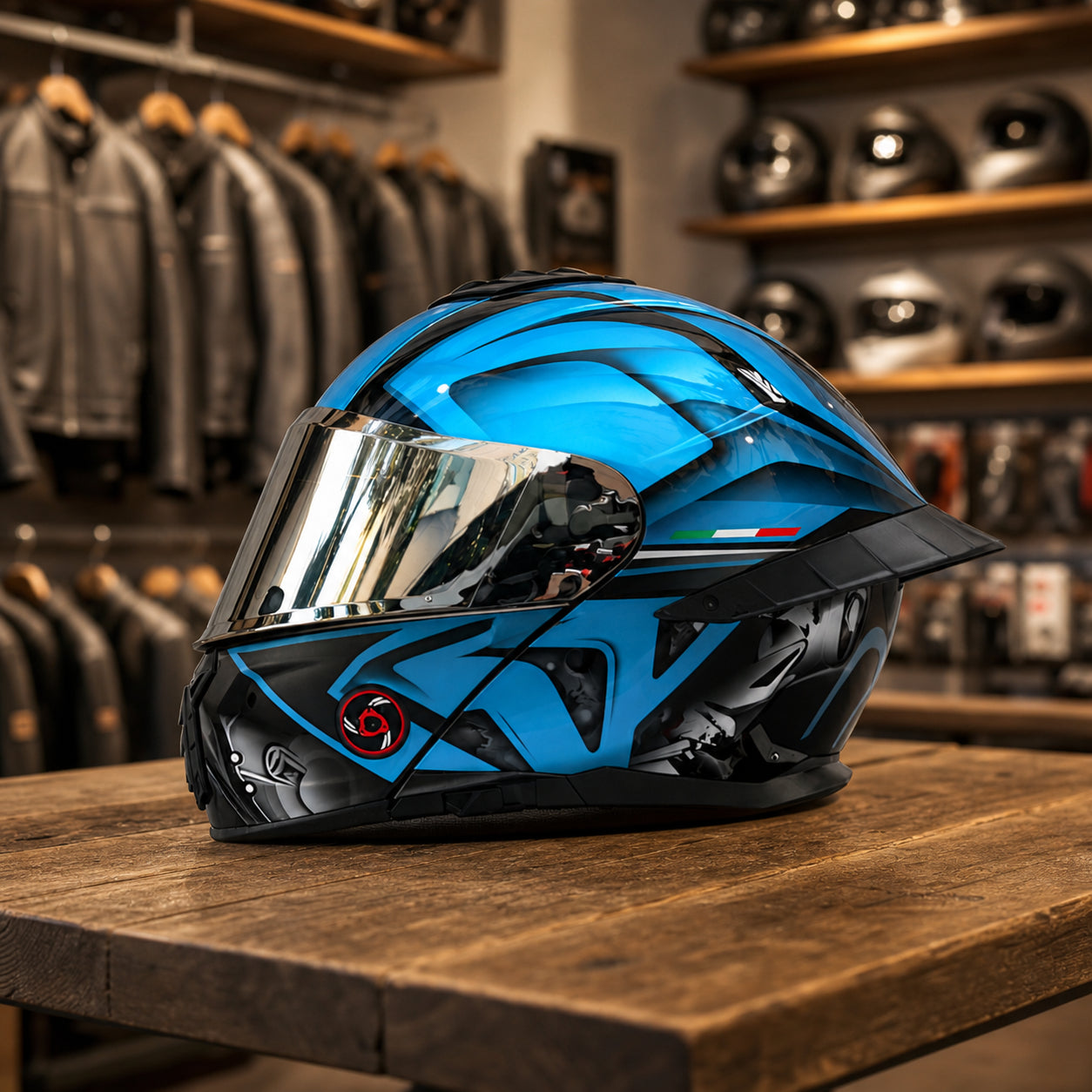 REBELRUST StrikeForce Full Face Motorcycle Helmet - Velocity Blue (Silver Lens)