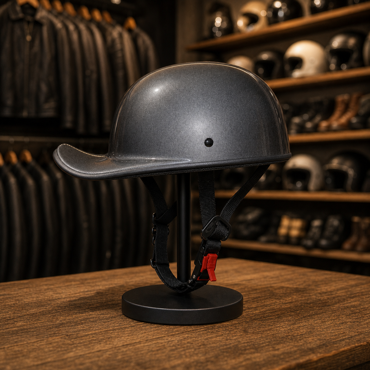 REBELRUST Retro 90s Half Helmet - Matte Gray