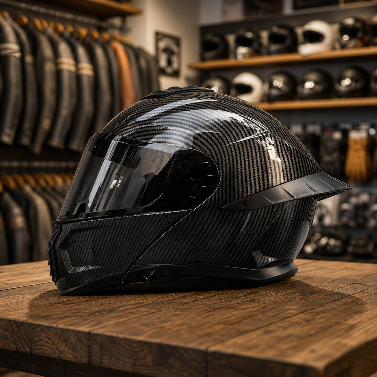 REBELRUST StrikeForce Full Face Motorcycle Helmet - Carbon Strike (Black Lens)