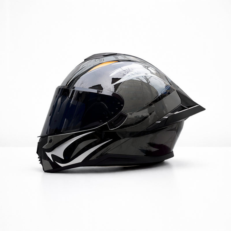 REBELRUST Pro Big Tail Full Face Helmet - Gray Wolf Black Lens colorway