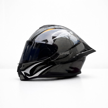 REBELRUST Pro Big Tail Full Face Helmet - Gray Wolf Black Lens colorway
