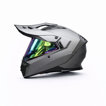 REBELRUST StormBlade XR Adventure Pro Full Face Helmet - Grey, Green Lens