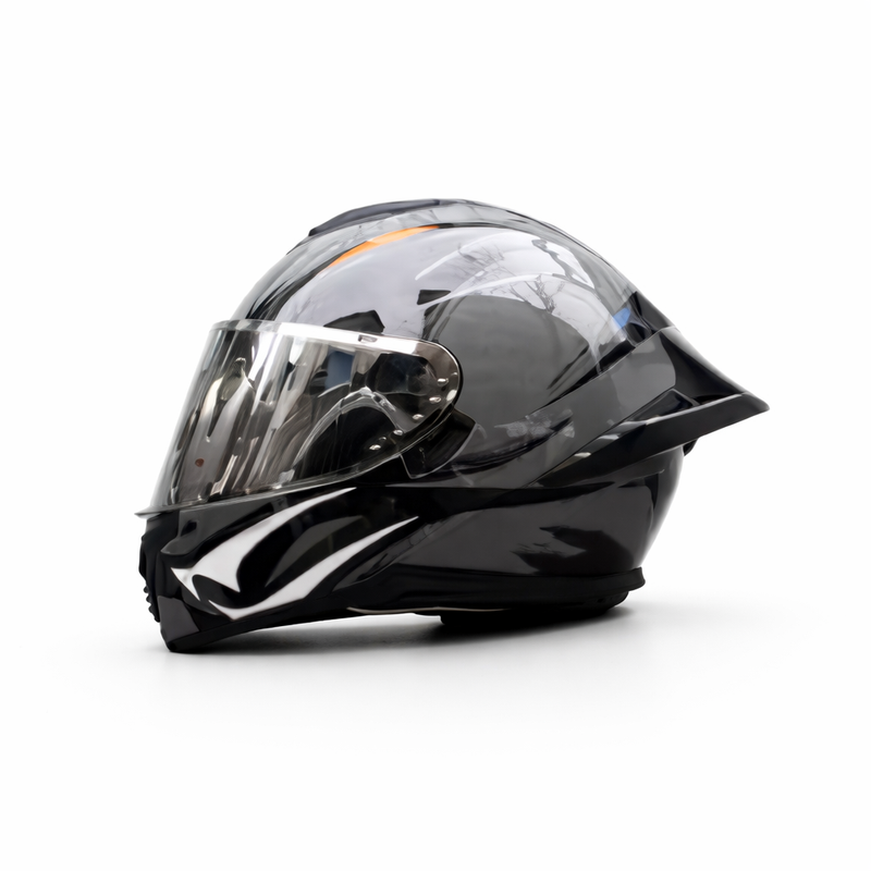 REBELRUST Pro Big Tail Full Face Helmet - Gray Wolf Silver Lens colorway