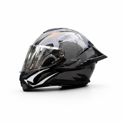 REBELRUST Pro Big Tail Full Face Helmet - Gray Wolf Silver Lens colorway