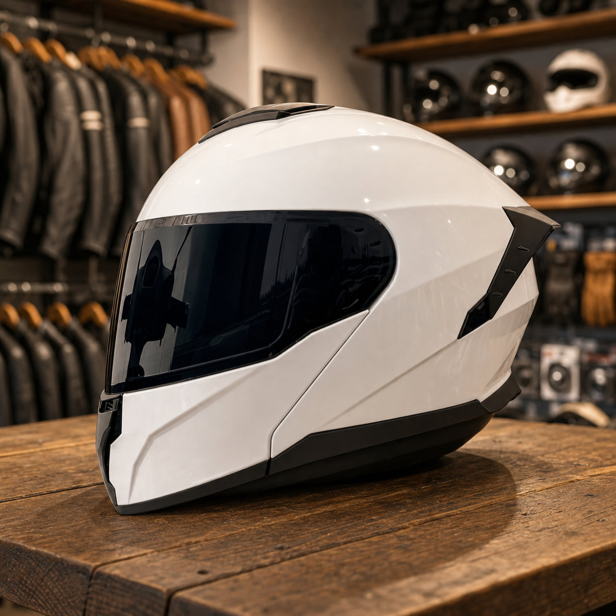 REBELRUST Shadow Pro Motorcycle Full Face Helmet - White, Black Lens