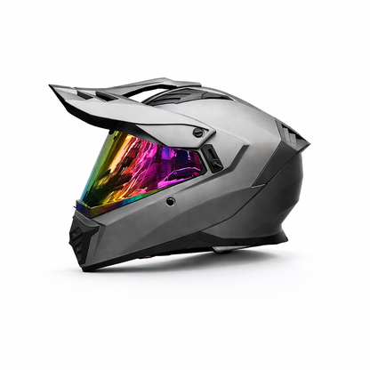 REBELRUST StormBlade XR Adventure Pro Full Face Helmet - Grey, Purple Lens