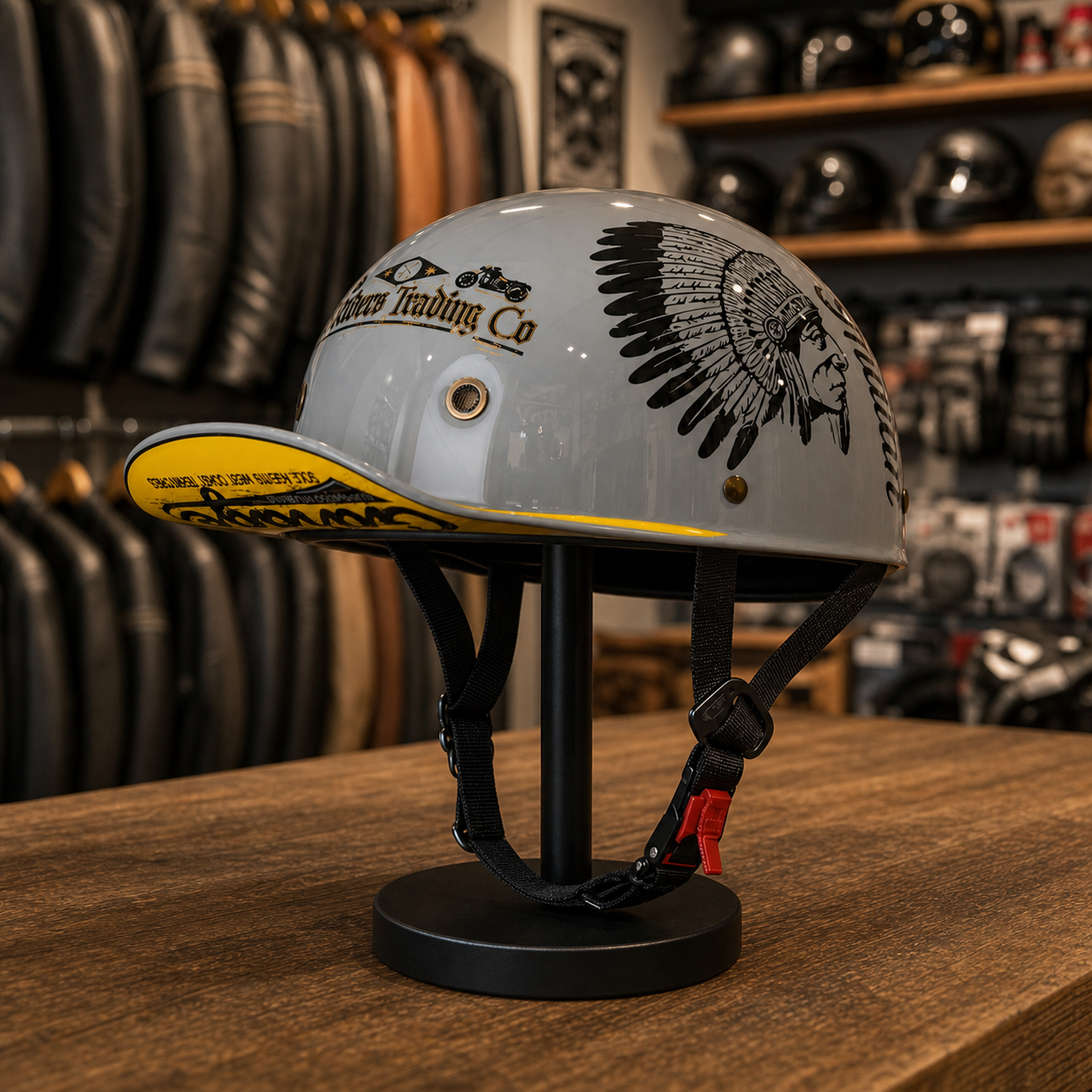 REBELRUST Retro 90s Half Helmet - Indian White Garage