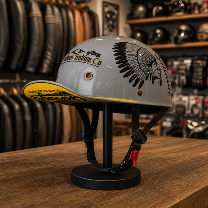 REBELRUST Retro 90s Half Helmet - Indian White Garage