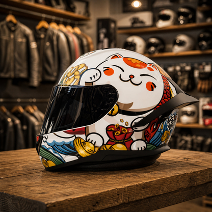 REBELRUST X-Pro Full Face Helmet - Lucky Neko, Black Lens