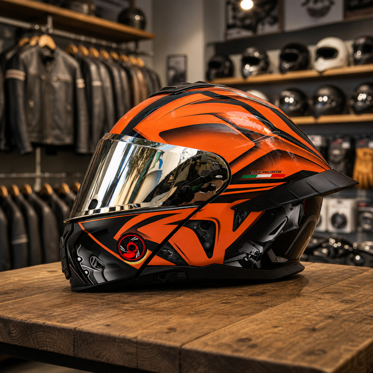 REBELRUST StrikeForce Full Face Motorcycle Helmet - Blaze Orange (Silver Lens)