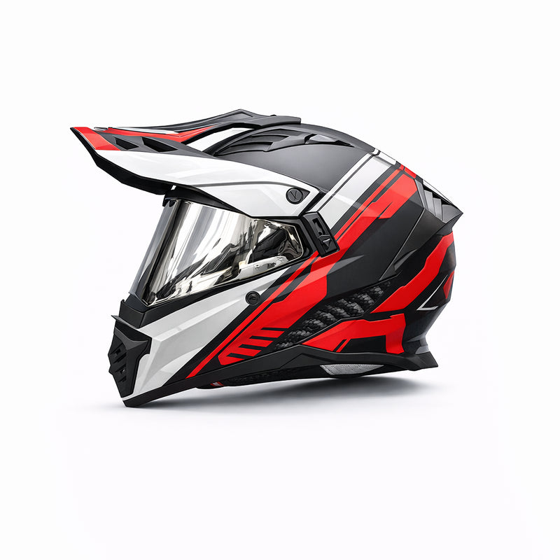 REBELRUST StormBlade XR Adventure Pro Full Face Helmet - Racing Storm Red, Silver Lens