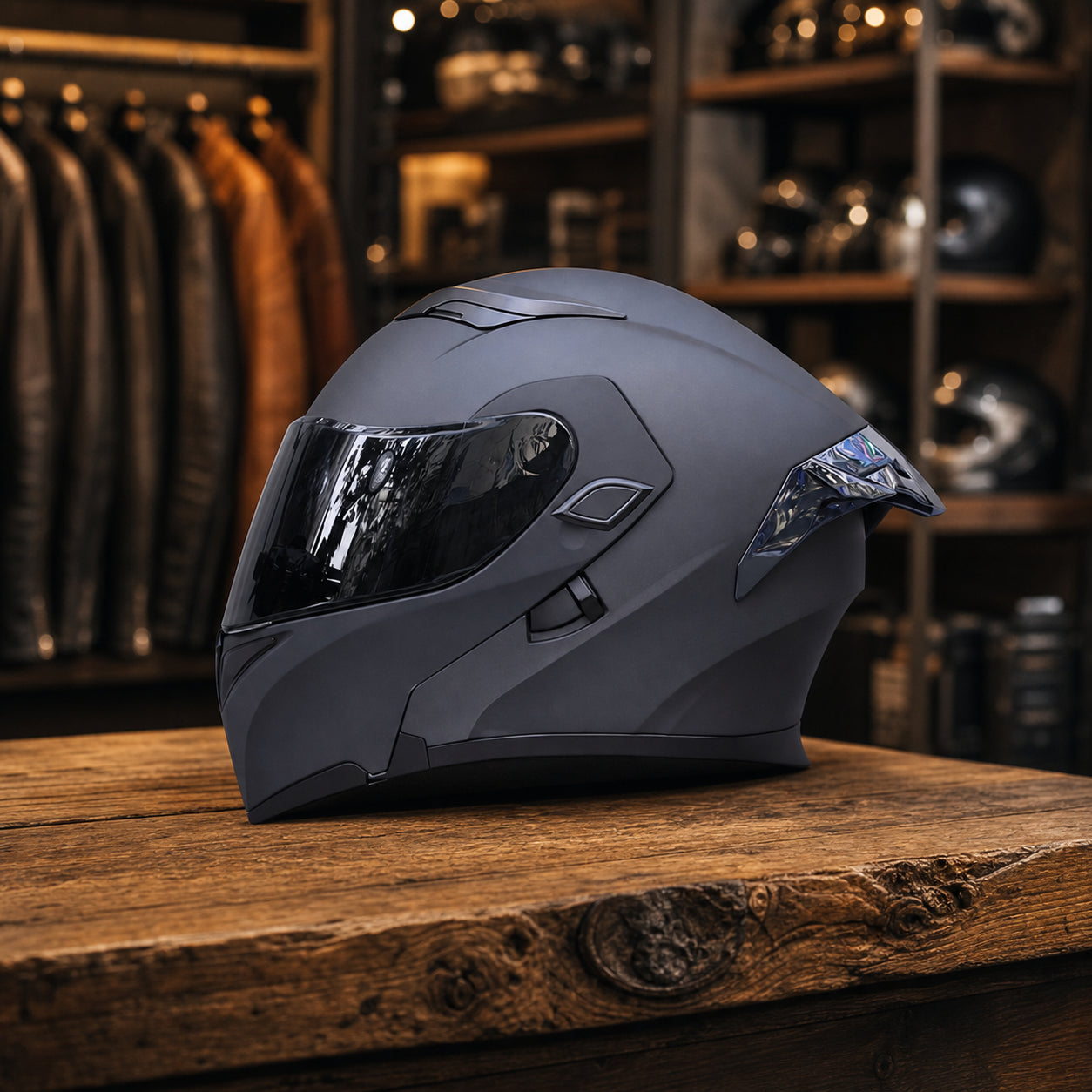 REBELRUST Full Face Dual Visor Helmet - Matte Black Black Lens colorway