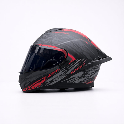 REBELRUST Pro Big Tail Full Face Helmet - Red Slash Black Lens colorway