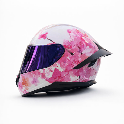 REBELRUST X-Pro Full Face Helmet - Sakura Bloom, Purple Lens