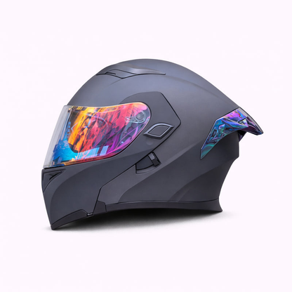 REBELRUST Full Face Dual Visor Helmet - Matte Black Iridium Lens colorway