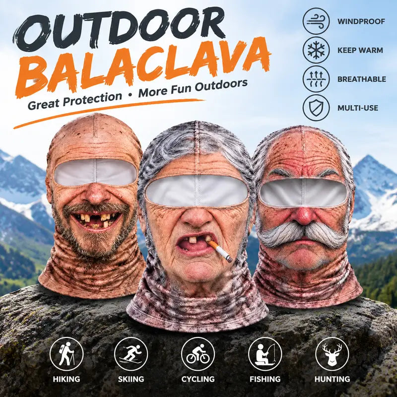 Funny realistic face balaclava 3D printed full face mask - 3 styles