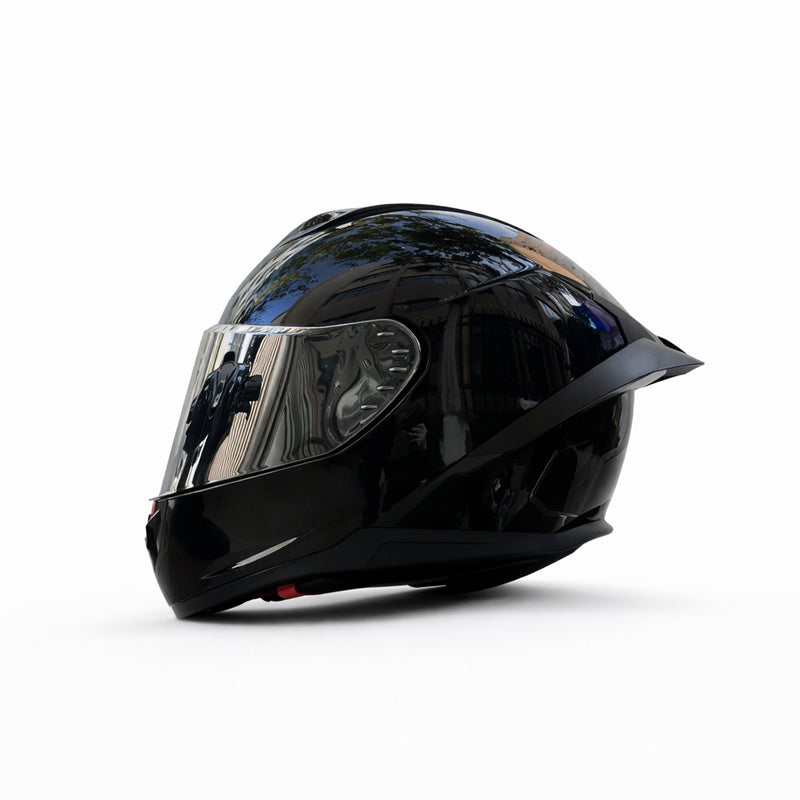 REBELRUST X-Pro Full Face Helmet - Glossy Black, Silver Lens