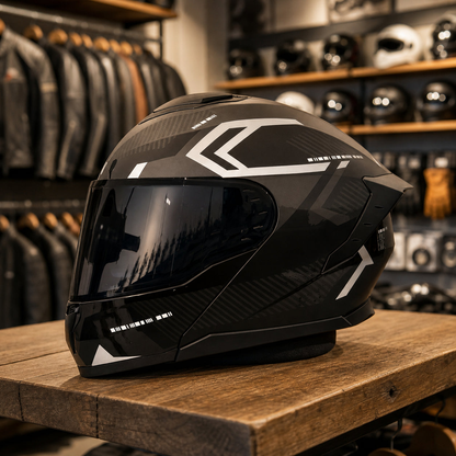 REBELRUST Shadow Pro Motorcycle Full Face Helmet - Shadow Racer, Black Lens
