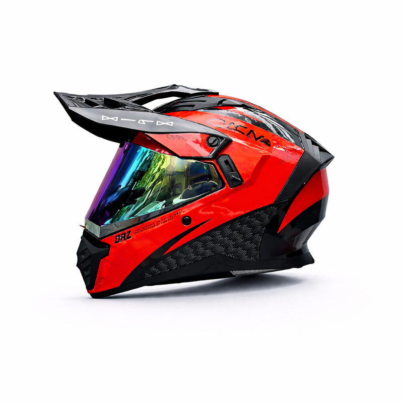 REBELRUST StormBlade XR Adventure Pro Full Face Helmet - Red Dominator, Green Lens