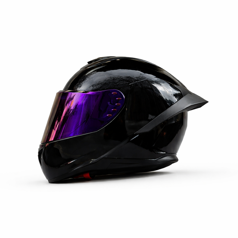 REBELRUST X-Pro Full Face Helmet - Glossy Black, Purple Lens