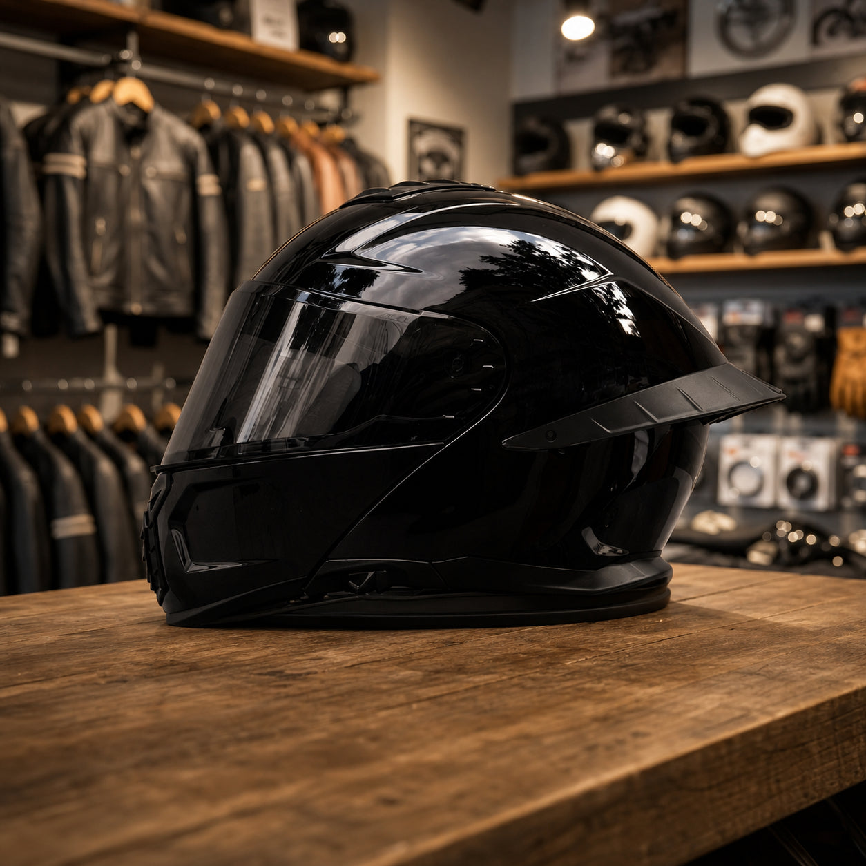 REBELRUST StrikeForce Full Face Motorcycle Helmet - Glossy Black (Black Lens)