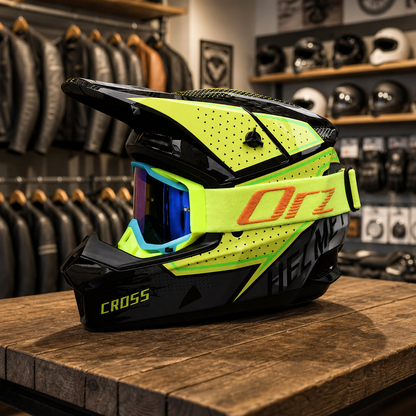 REBELRUST Full Face Off-Road Motocross Helmet - back view